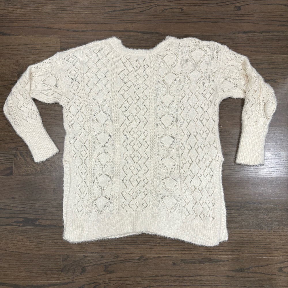 Anthropologie Distressed Stitch Longline Side Slit Sweater by Pilcro - Picture 5 of 9